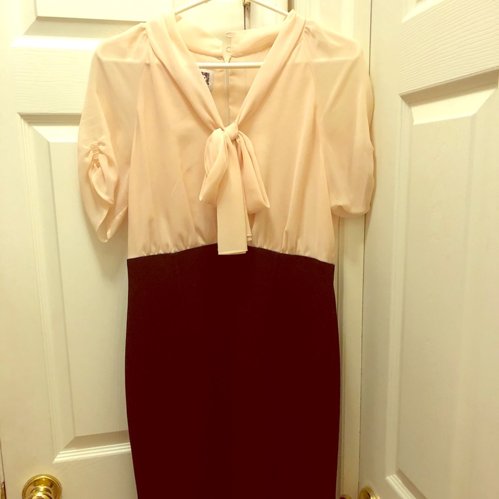 Anne Klein Sz6 tie top color block dress